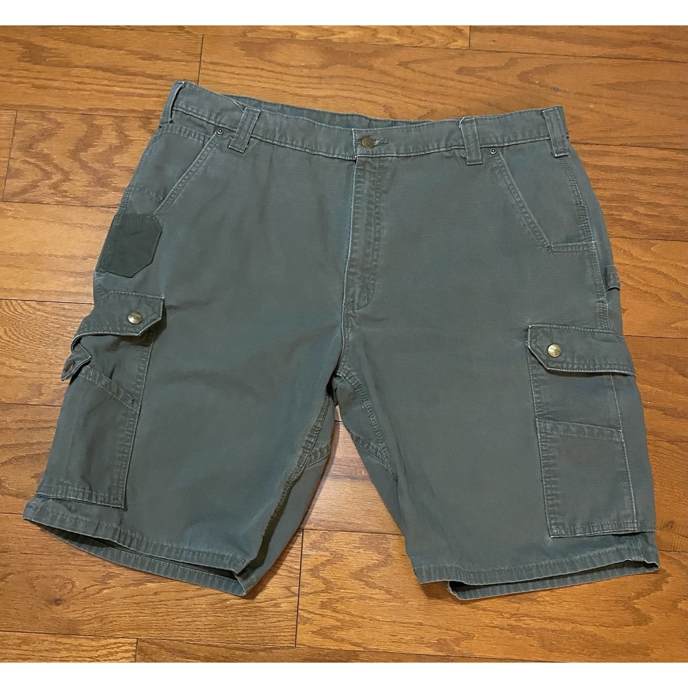 Vintage Carhartt Cargo Shorts Mens 42 Olive Green Ripstop Carpenter B357 MOS